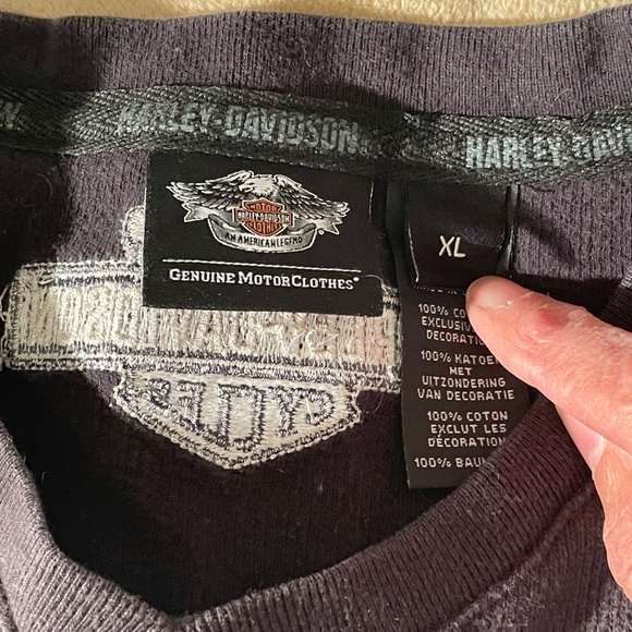 Harley Davidson black cotton knit v-neck sweater - Picture 3 of 4